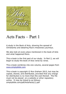 Acts Facts – Part 1