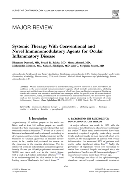 Systemic Therapy with Conventional and Novel Immunomodulatory Agents for Ocular Inflammatory Disease