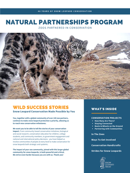 Natural Partnerships Program Zoos Partnered in Conservation