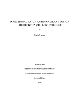 Directional Patch Antenna Array Design for Desktop Wireless Internet