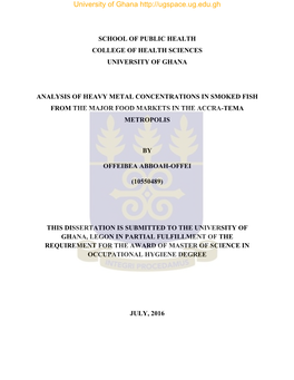 Analysis of Heavy Metal Concentrations in Smoked Fish from the Major Food Markets in the Accra-Tema Metropolis