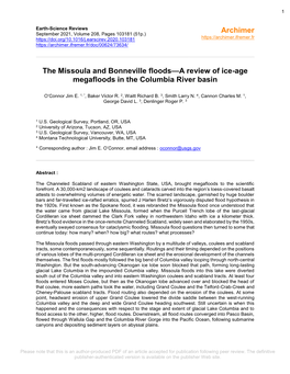 The Missoula and Bonneville Floods—A Review of Ice-Age Megafloods in the Columbia River Basin