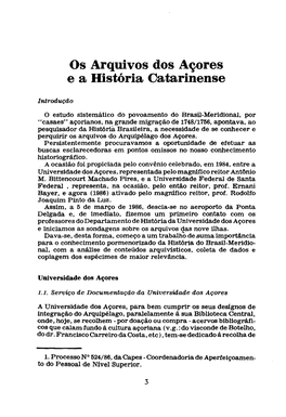 Os Arquivos Dos Açores E a História Catarinense