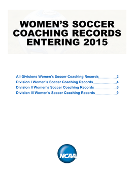 Women's Soccer Coaching Records Entering 2015