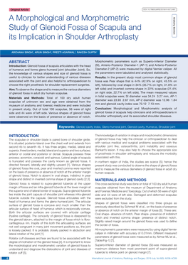 A Morphological and Morphometric Study of Glenoid Fossa of Scapula