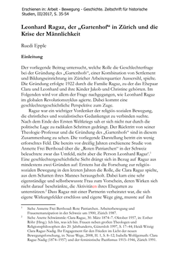 Leonhard Ragaz, Der „Gartenhof“ in Zürich Und Die Krise Der Männlichkeit