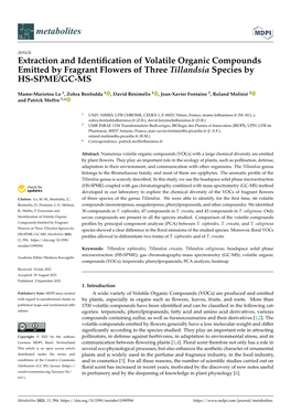 Extraction and Identification of Volatile Organic Compounds Emitted By