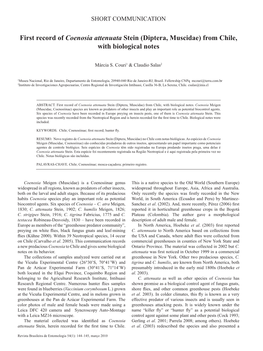 First Record of Coenosia Attenuata Stein (Diptera, Muscidae) from Chile, with Biological Notes