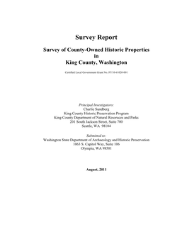 King County-Owned Historic Properties Survey Report