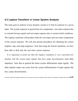 4.3 Laplace Transform in Linear System Analysis