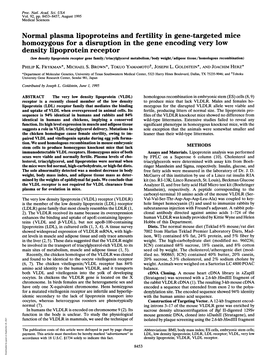 Density Lipoprotein Receptor (Low Density Lipoprotein Receptor Gene Family/Triacylglycerol Metabolism/Body Weight/Adipose Tissue/Homologous Recombination) PHILIP K
