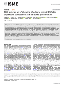 T6SS Secretes an LPS-Binding Effector to Recruit Omvs for Exploitative Competition and Horizontal Gene Transfer