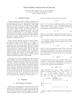 Pulsed NMR in Mineral Oil and Glycerin