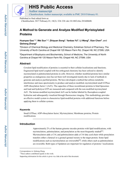 A Method to Generate and Analyze Modified Myristoylated Proteins