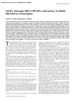 Cflipl Interrupts IRF3–CBP–DNA Interactions to Inhibit IRF3-Driven Transcription