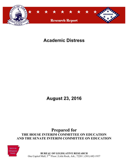 Academic Distress August 23, 2016 Prepared