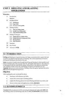 Unit 3 Drilling and Blasting Operatibns