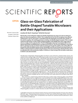 Glass-On-Glass Fabrication of Bottle-Shaped Tunable Microlasers and Their Applications Received: 22 January 2016 Jonathan M