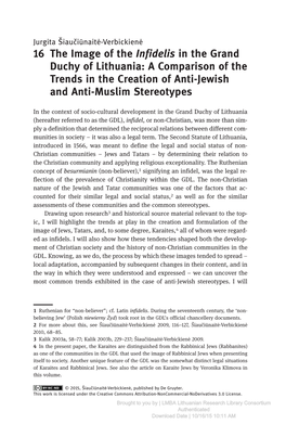 16 the Image of the Infidelis in the Grand Duchy of Lithuania: a Comparison of the Trends in the Creation of Anti-Jewish and Anti-Muslim Stereotypes