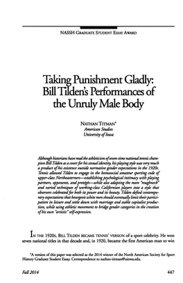 Bill Tildens Performances of the Unruly Male Body