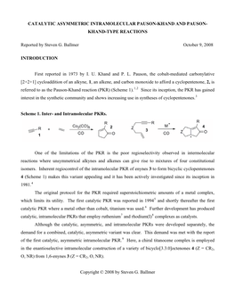 KHAND-TYPE REACTIONS Reported by Steven G