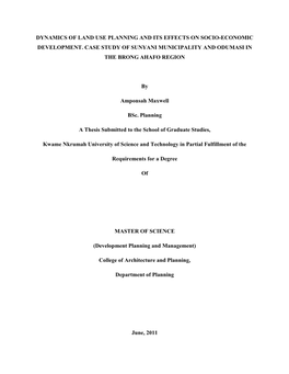 Dynamics of Land Use Planning and Its Effects on Socio-Economic Development