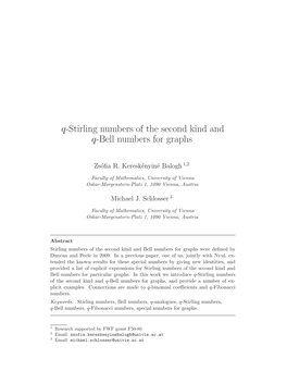 Q-Stirling Numbers of the Second Kind and Q-Bell Numbers for Graphs