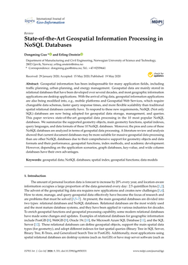 State-Of-The-Art Geospatial Information Processing in Nosql Databases