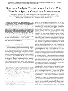 Spectrum Analysis Considerations for Radar Chirp Waveform Spectral