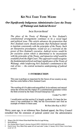 The Treaty of Waitangi and Judicial Review