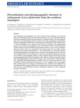 Diversification and Phylogeographic Structure in Widespread Azteca