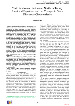 NORTH ANATOLIAN FAULT ZONE: Empirical Relations and the Changes