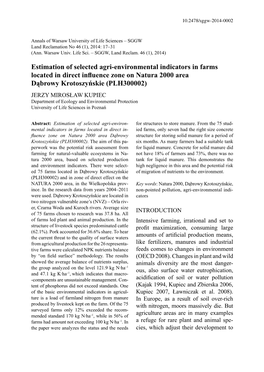Estimation of Selected Agri-Environmental Indicators In