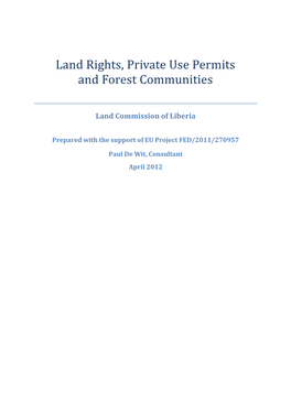Land Rights, Private Use Permits and Forest Communities