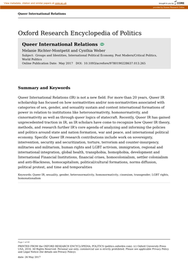 Queer International Relations