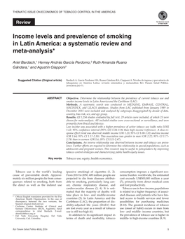 Income Levels and Prevalence of Smoking in Latin America: a Systematic Review and Meta-Analysis*