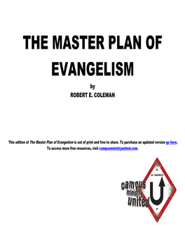 THE MASTER PLAN of EVANGELISM by ROBERT E