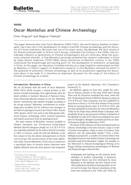 Oscar Montelius and Chinese Archaeology
