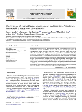 Effectiveness of Chemotherapeutants Against Scuticociliate Philasterides Dicentrarchi, a Parasite of Olive ﬂounder