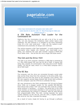 A 256 Byte Autostart Fast Loader for the Commodore 64 « Pagetable.Com