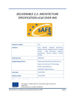 DELIVERABLE 2.2: ARCHITECTURE SPECIFICATION Ecall OVER IMS