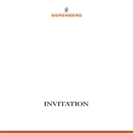 INVITATION BERENBERG Is Delighted to Invite You to Its