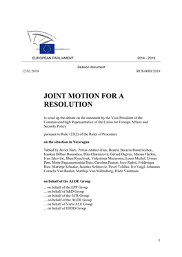 Joint Motion for a Resolution