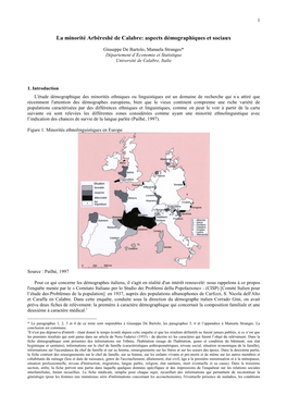 La Minorité Arbëreshë En Calabre: Aspects Démographiques Et Sociaux