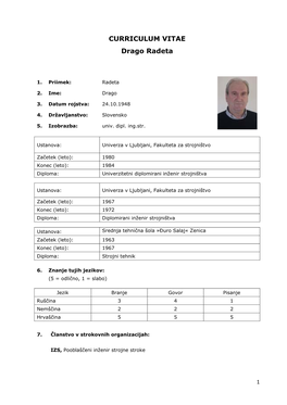 CURRICULUM VITAE Drago Radeta