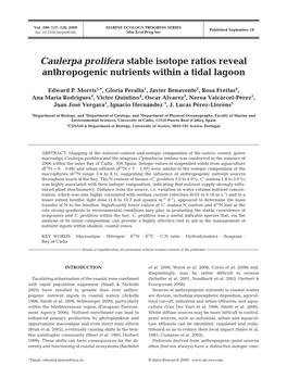 Caulerpa Prolifera Stable Isotope Ratios Reveal Anthropogenic Nutrients Within a Tidal Lagoon