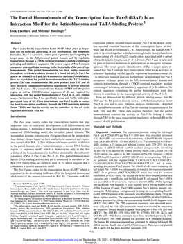 The Partial Homeodomain of the Transcription Factor Pax-5 (BSAP) Is an Interaction Motif for the Retinoblastoma and TATA-Binding Proteins 1