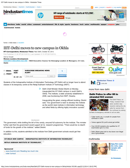 IIIT-Delhi Moves to New Campus in Okhla - Hindustan Times