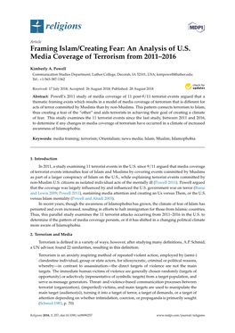 An Analysis of US Media Coverage of Terrorism from 2011–2016