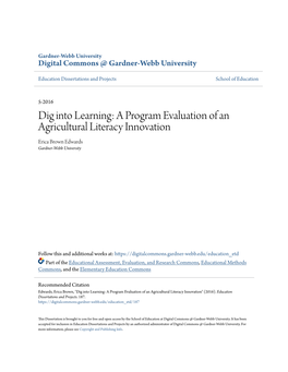 A Program Evaluation of an Agricultural Literacy Innovation Erica Brown Edwards Gardner-Webb University